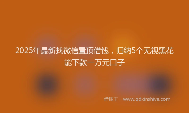 2025年最新找微信置顶借钱，归纳5个无视黑花能下款一万元口子