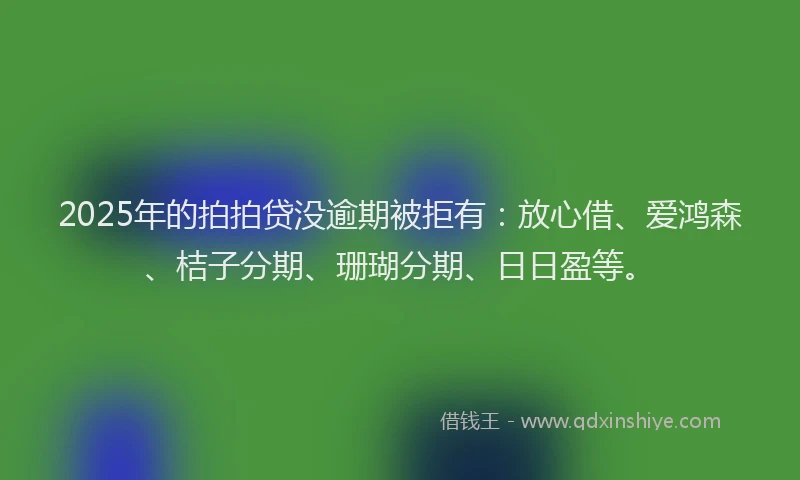 2025年的拍拍贷没逾期被拒有：放心借、爱鸿森、桔子分期、珊瑚分期、日日盈等。