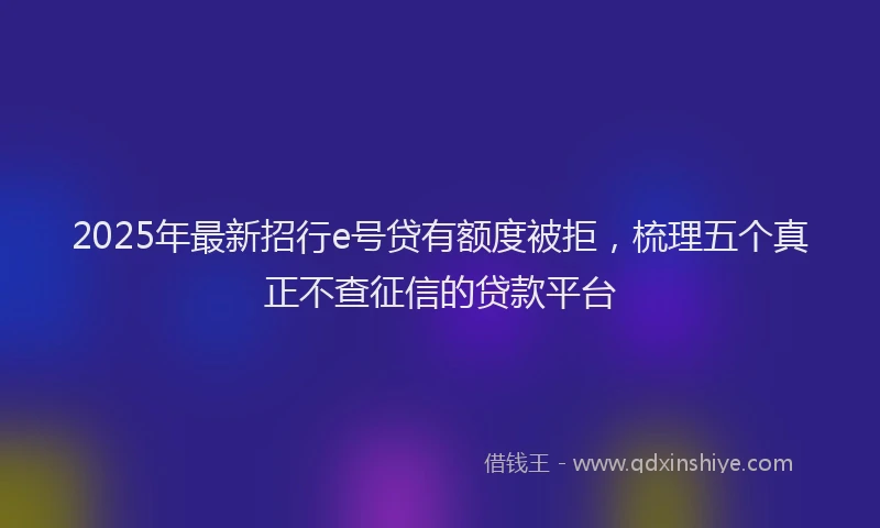 2025年最新招行e号贷有额度被拒，梳理五个真正不查征信的贷款平台