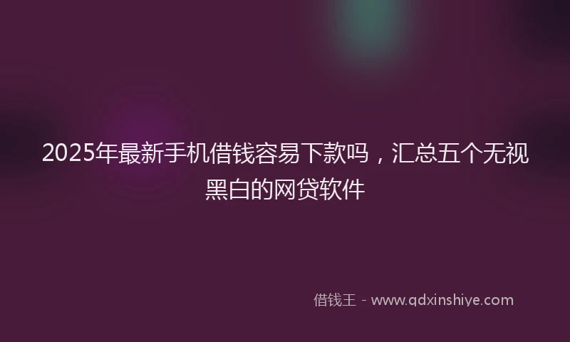 2025年最新手机借钱容易下款吗，汇总五个无视黑白的网贷软件