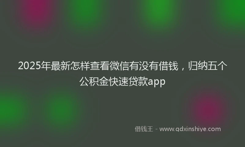 2025年最新怎样查看微信有没有借钱，归纳五个公积金快速贷款app