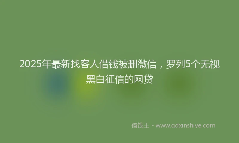 2025年最新找客人借钱被删微信，罗列5个无视黑白征信的网贷
