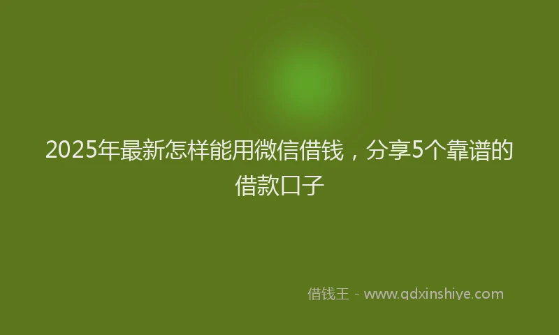 2025年最新怎样能用微信借钱，分享5个靠谱的借款口子