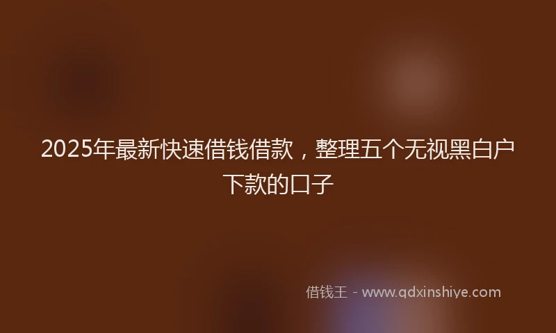 2025年最新快速借钱借款，整理五个无视黑白户下款的口子