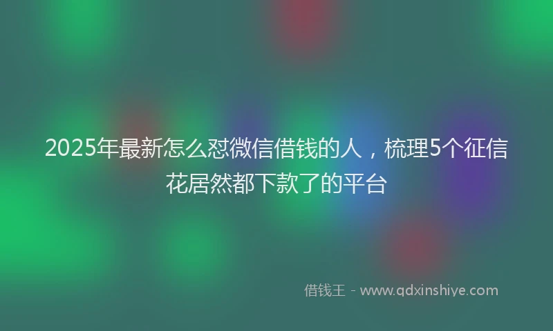 2025年最新怎么怼微信借钱的人，梳理5个征信花居然都下款了的平台