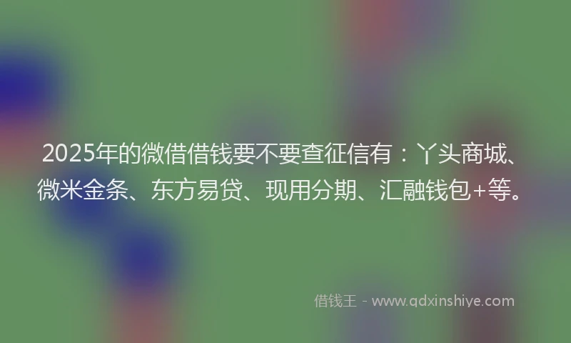 2025年的微借借钱要不要查征信有：丫头商城、微米金条、东方易贷、现用分期、汇融钱包+等。