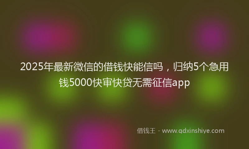 2025年最新微信的借钱快能信吗，归纳5个急用钱5000快审快贷无需征信app