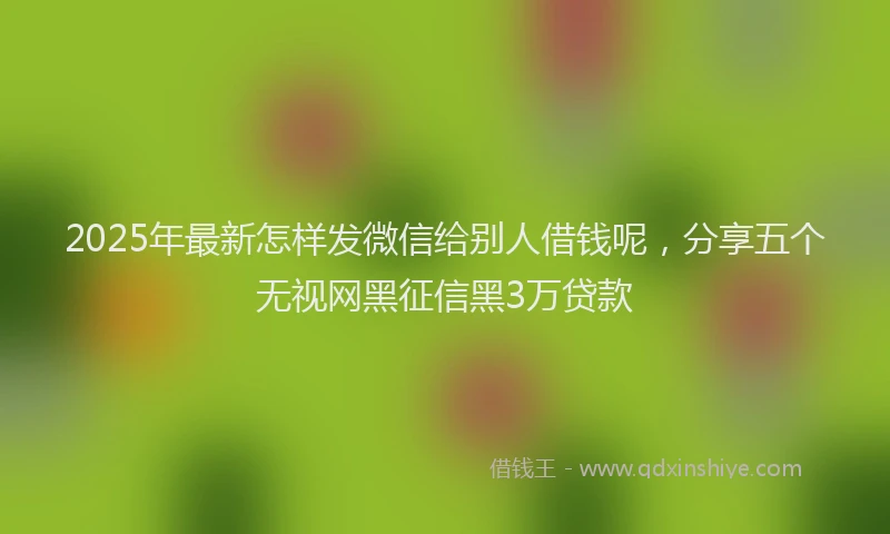 2025年最新怎样发微信给别人借钱呢，分享五个无视网黑征信黑3万贷款