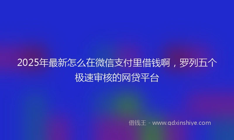 2025年最新怎么在微信支付里借钱啊，罗列五个极速审核的网贷平台