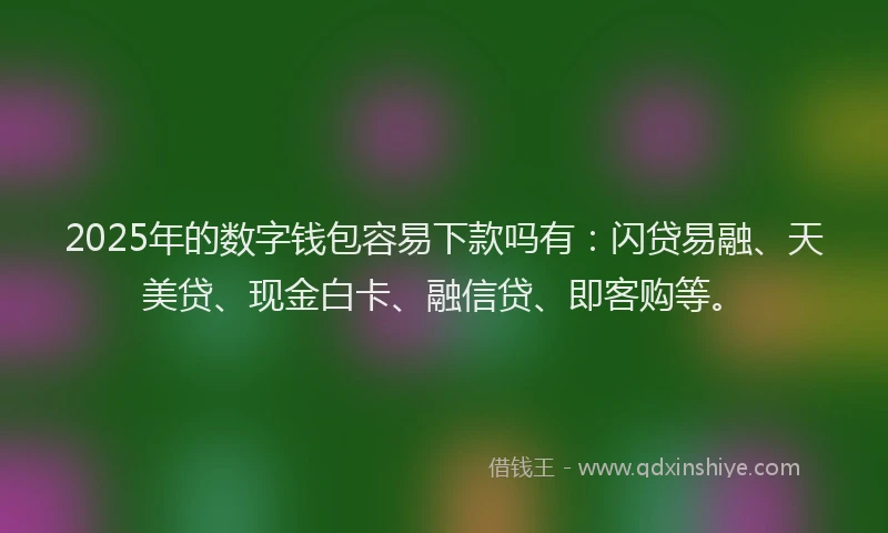 2025年的数字钱包容易下款吗有：闪贷易融、天美贷、现金白卡、融信贷、即客购等。