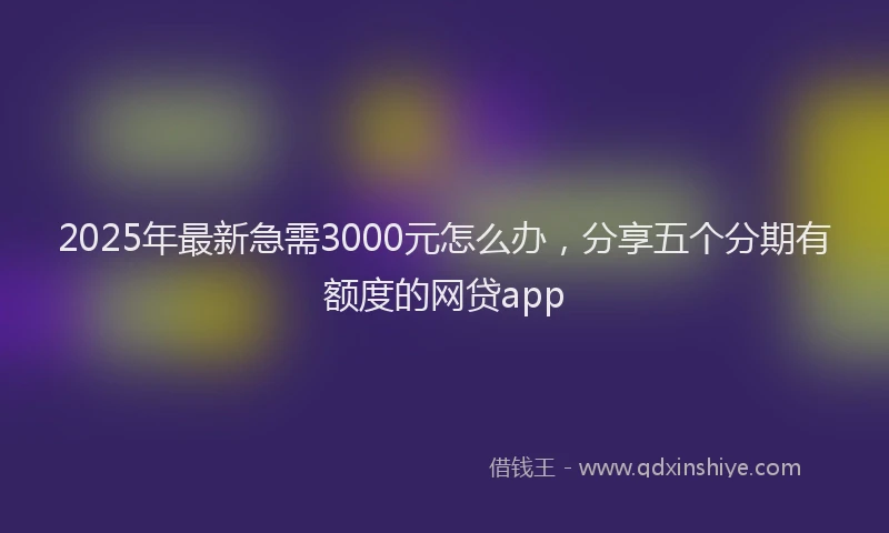 2025年最新急需3000元怎么办，分享五个分期有额度的网贷app