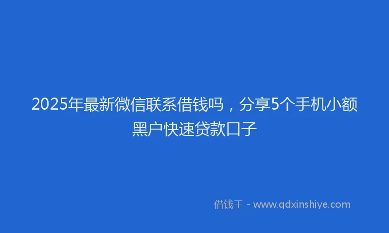 2025年最新微信联系借钱吗，分享5个手机小额黑户快速贷款口子
