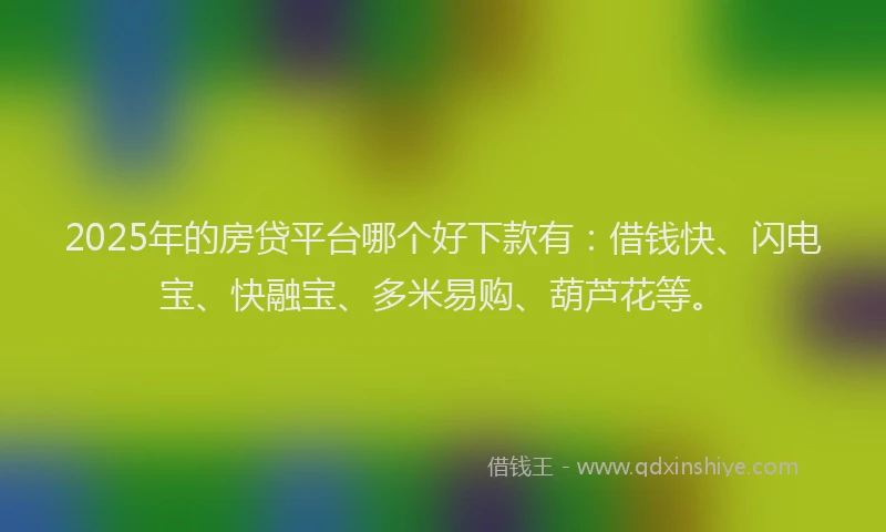 2025年的房贷平台哪个好下款有：借钱快、闪电宝、快融宝、多米易购、葫芦花等。