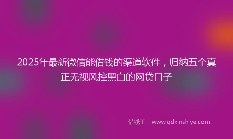 2025年最新微信能借钱的渠道软件，归纳五个真正无视风控黑白的网贷口子