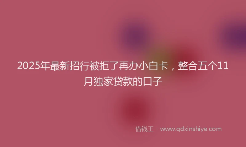 2025年最新招行被拒了再办小白卡，整合五个11月独家贷款的口子