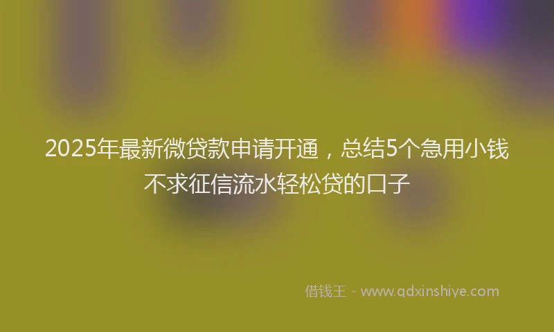 2025年最新微贷款申请开通，总结5个急用小钱不求征信流水轻松贷的口子