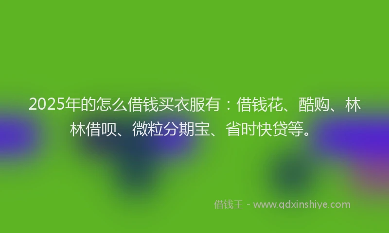 2025年的怎么借钱买衣服有：借钱花、酷购、林林借呗、微粒分期宝、省时快贷等。
