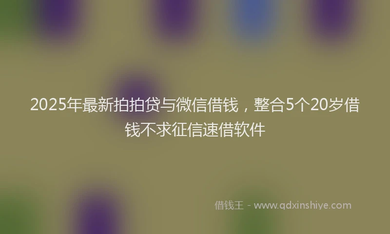2025年最新拍拍贷与微信借钱，整合5个20岁借钱不求征信速借软件