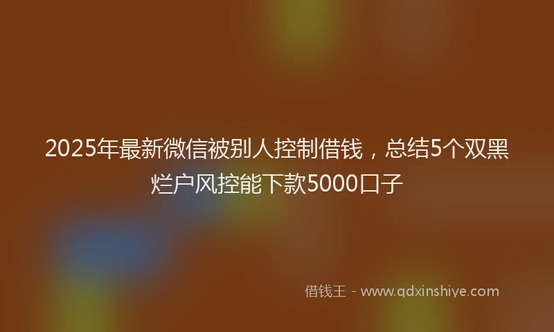 2025年最新微信被别人控制借钱，总结5个双黑烂户风控能下款5000口子