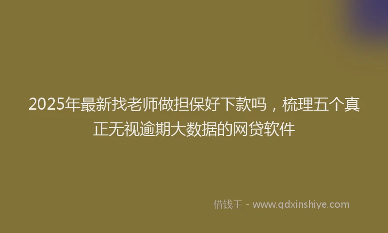 2025年最新找老师做担保好下款吗，梳理五个真正无视逾期大数据的网贷软件