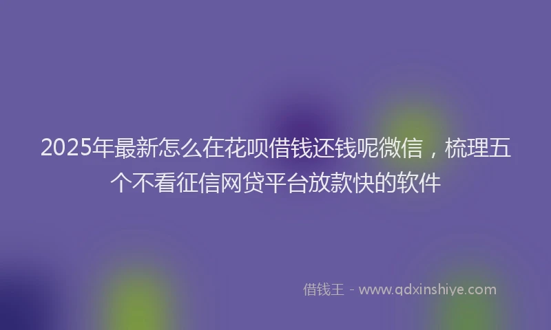 2025年最新怎么在花呗借钱还钱呢微信，梳理五个不看征信网贷平台放款快的软件