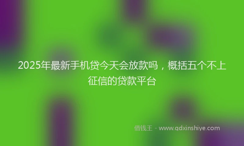 2025年最新手机贷今天会放款吗，概括五个不上征信的贷款平台
