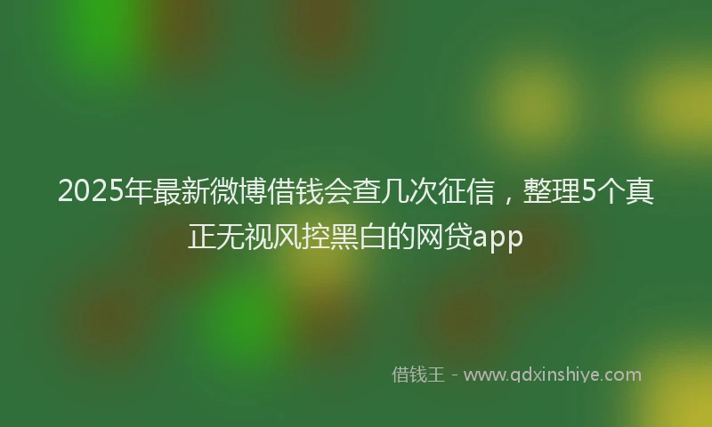 2025年最新微博借钱会查几次征信，整理5个真正无视风控黑白的网贷app