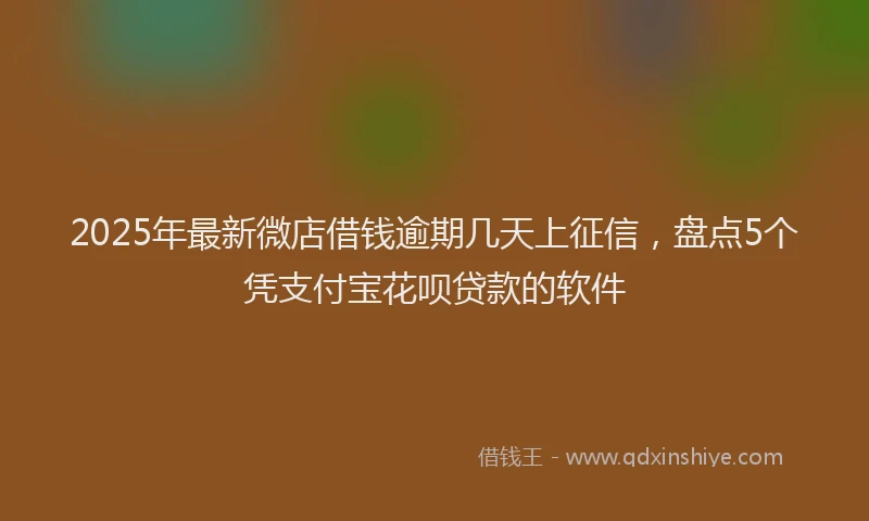 2025年最新微店借钱逾期几天上征信，盘点5个凭支付宝花呗贷款的软件