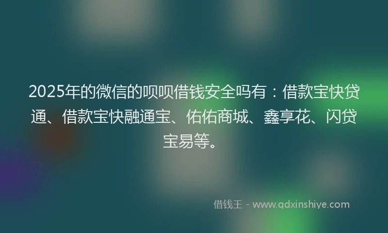 2025年的微信的呗呗借钱安全吗有：借款宝快贷通、借款宝快融通宝、佑佑商城、鑫享花、闪贷宝易等。