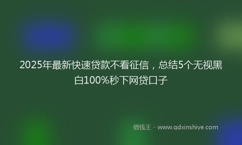 2025年最新快速贷款不看征信，总结5个无视黑白100%秒下网贷口子