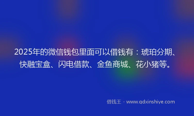2025年的微信钱包里面可以借钱有：琥珀分期、快融宝盒、闪电借款、金鱼商城、花小猪等。