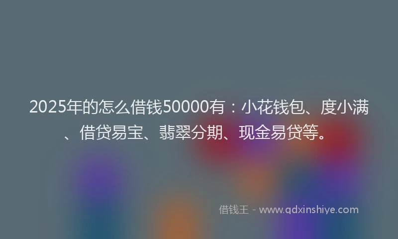 2025年的怎么借钱50000有：小花钱包、度小满、借贷易宝、翡翠分期、现金易贷等。
