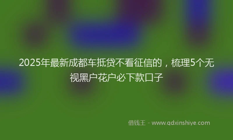 2025年最新成都车抵贷不看征信的，梳理5个无视黑户花户必下款口子