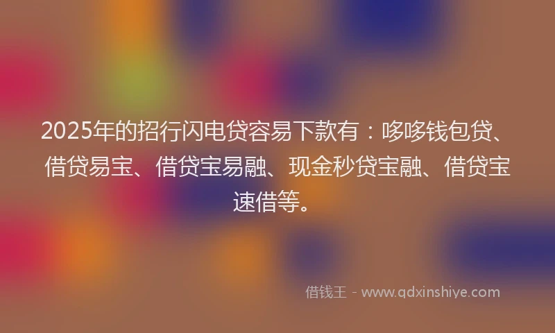 2025年的招行闪电贷容易下款有：哆哆钱包贷、借贷易宝、借贷宝易融、现金秒贷宝融、借贷宝速借等。