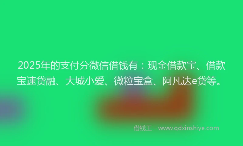 2025年的支付分微信借钱有：现金借款宝、借款宝速贷融、大城小爱、微粒宝盒、阿凡达e贷等。