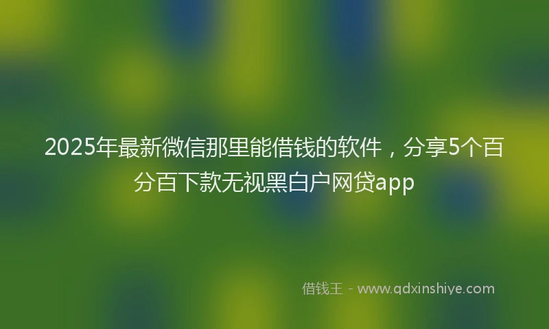 2025年最新微信那里能借钱的软件，分享5个百分百下款无视黑白户网贷app