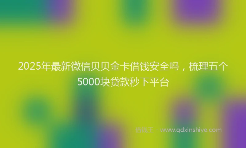 2025年最新微信贝贝金卡借钱安全吗，梳理五个5000块贷款秒下平台