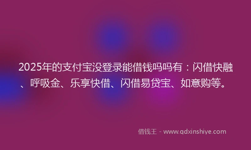 2025年的支付宝没登录能借钱吗吗有：闪借快融、呼吸金、乐享快借、闪借易贷宝、如意购等。