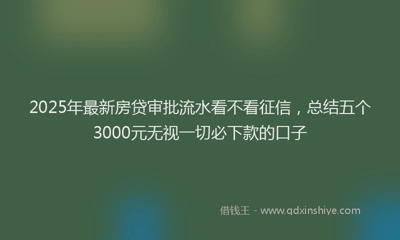 2025年最新房贷审批流水看不看征信，总结五个3000元无视一切必下款的口子
