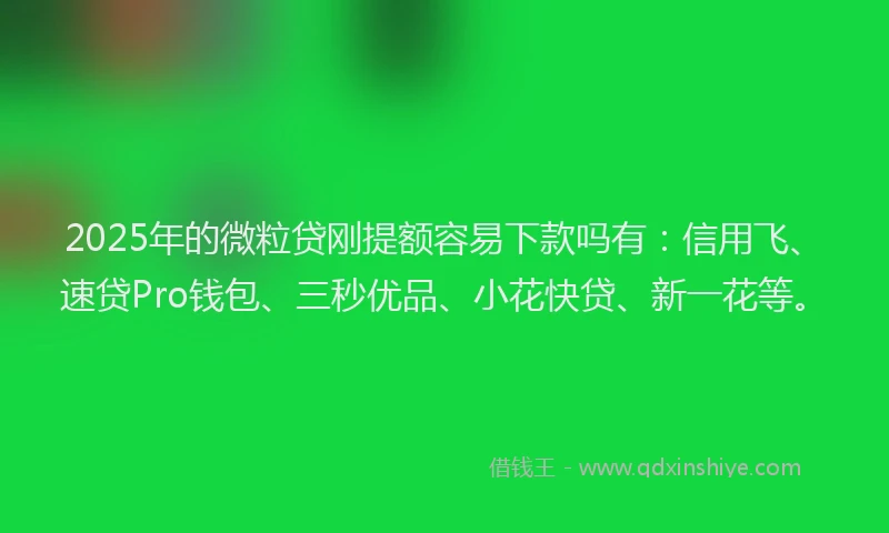 2025年的微粒贷刚提额容易下款吗有：信用飞、速贷Pro钱包、三秒优品、小花快贷、新一花等。