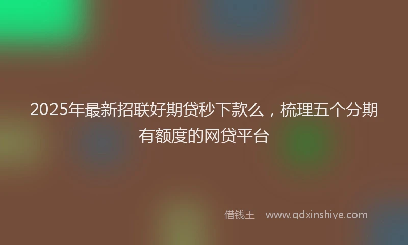 2025年最新招联好期贷秒下款么，梳理五个分期有额度的网贷平台