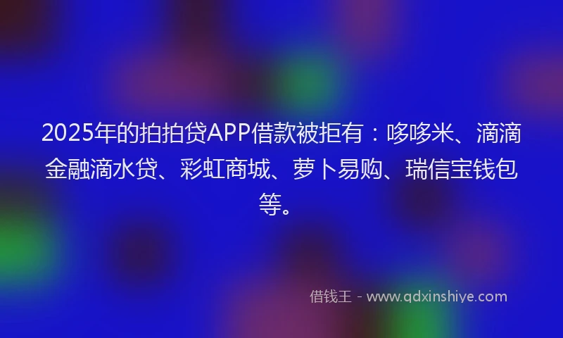 2025年的拍拍贷APP借款被拒有：哆哆米、滴滴金融滴水贷、彩虹商城、萝卜易购、瑞信宝钱包等。