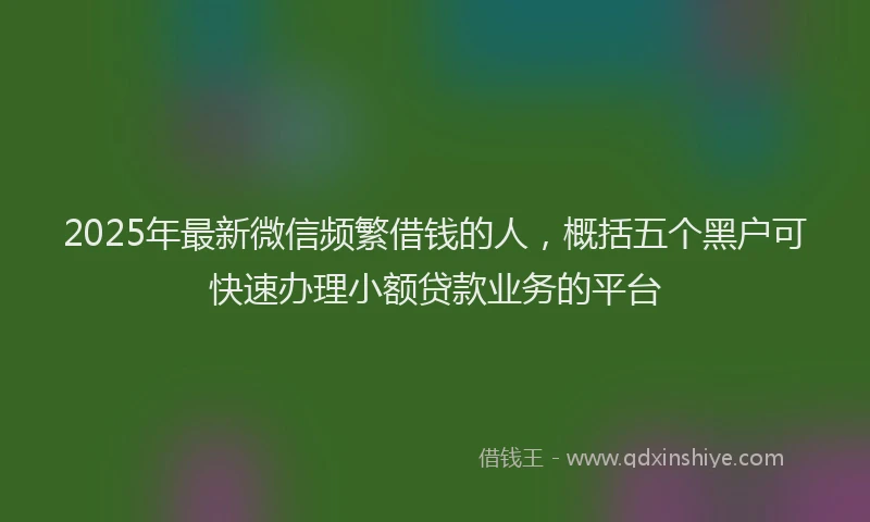 2025年最新微信频繁借钱的人，概括五个黑户可快速办理小额贷款业务的平台
