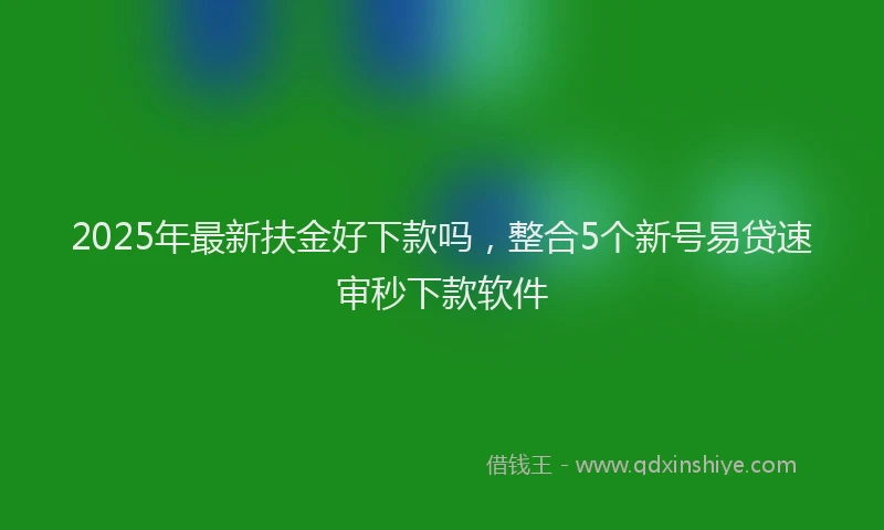 2025年最新扶金好下款吗，整合5个新号易贷速审秒下款软件