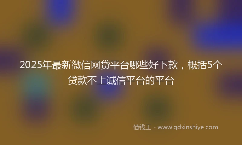 2025年最新微信网贷平台哪些好下款，概括5个贷款不上诚信平台的平台