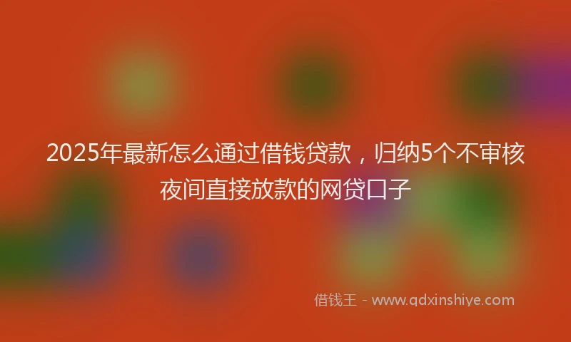2025年最新怎么通过借钱贷款，归纳5个不审核夜间直接放款的网贷口子
