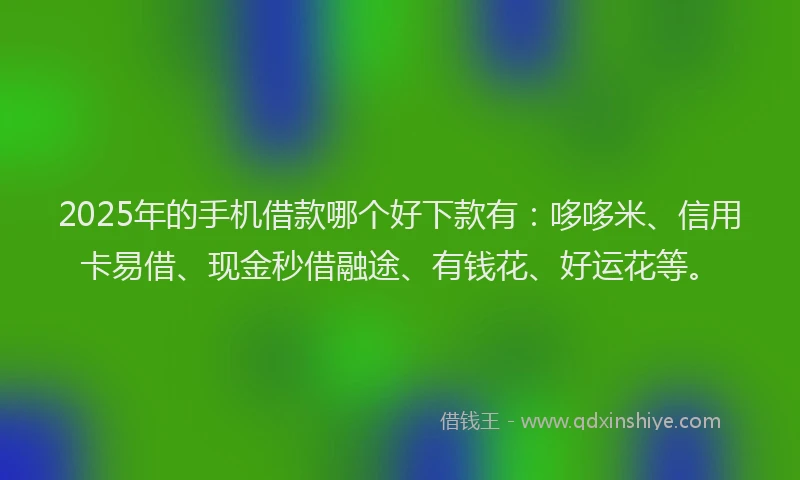 2025年的手机借款哪个好下款有:哆哆米、信用卡易借、现金秒借融途、有钱花、好运花等。