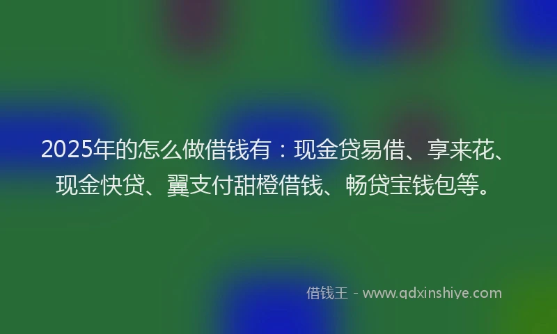 2025年的怎么做借钱有：现金贷易借、享来花、现金快贷、翼支付甜橙借钱、畅贷宝钱包等。