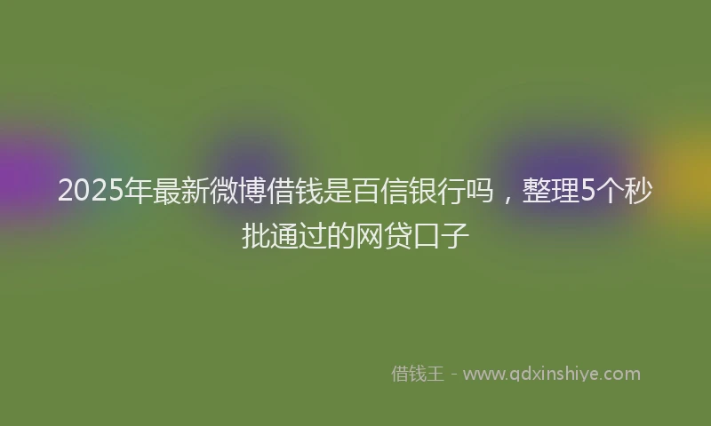 2025年最新微博借钱是百信银行吗，整理5个秒批通过的网贷口子