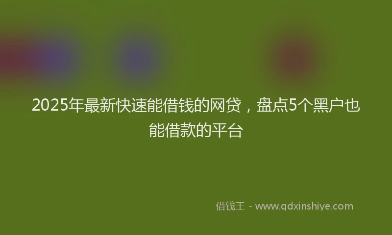 2025年最新快速能借钱的网贷，盘点5个黑户也能借款的平台